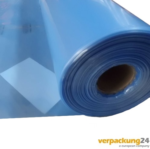VCI-Flachfolie 1500 mm x 200 lfm.,100 my, gefaltet auf 0,75 m, blau eingefärbt 