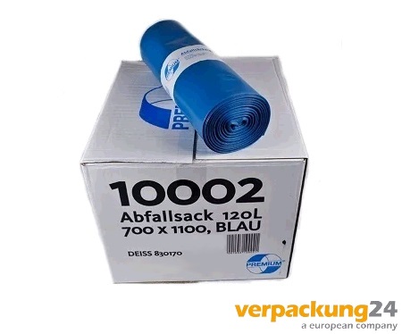 Müllsäcke 120 Liter Blau extra stark 100my von verpackung24®